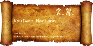 Kaufman Mariann névjegykártya